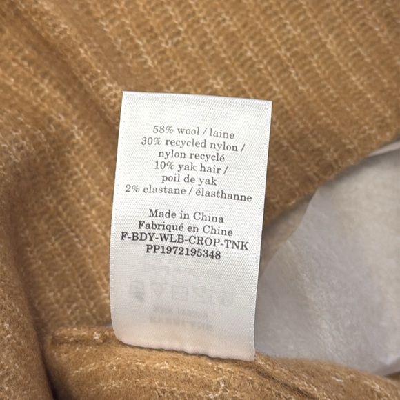 Everlane Tank Top Women XSmall Camel Cozy Stretch Cami Sweater Crop Wool Yak - Picture 4 of 6